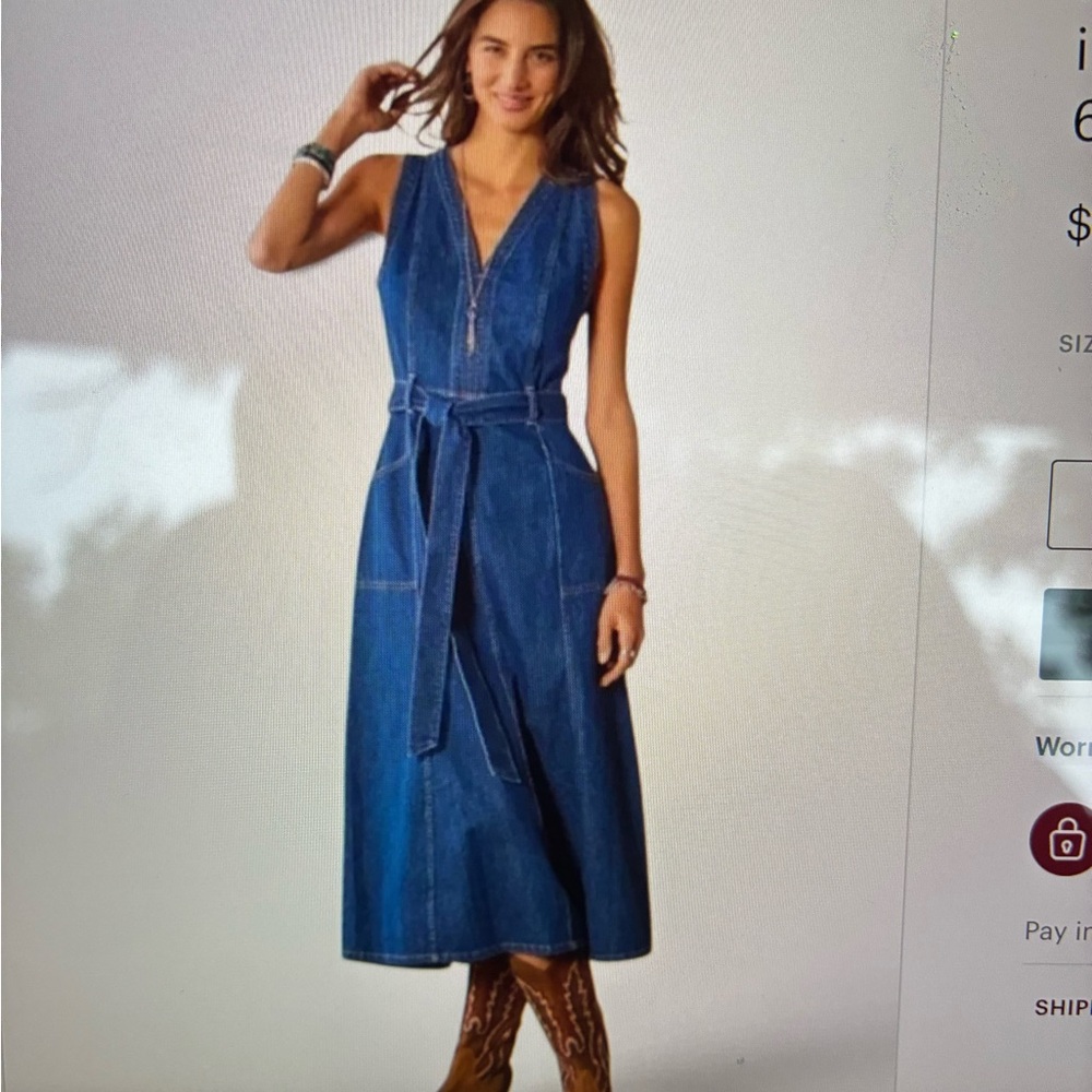 Sundance Sleeveless Denim Midi Dress in Deep Blue